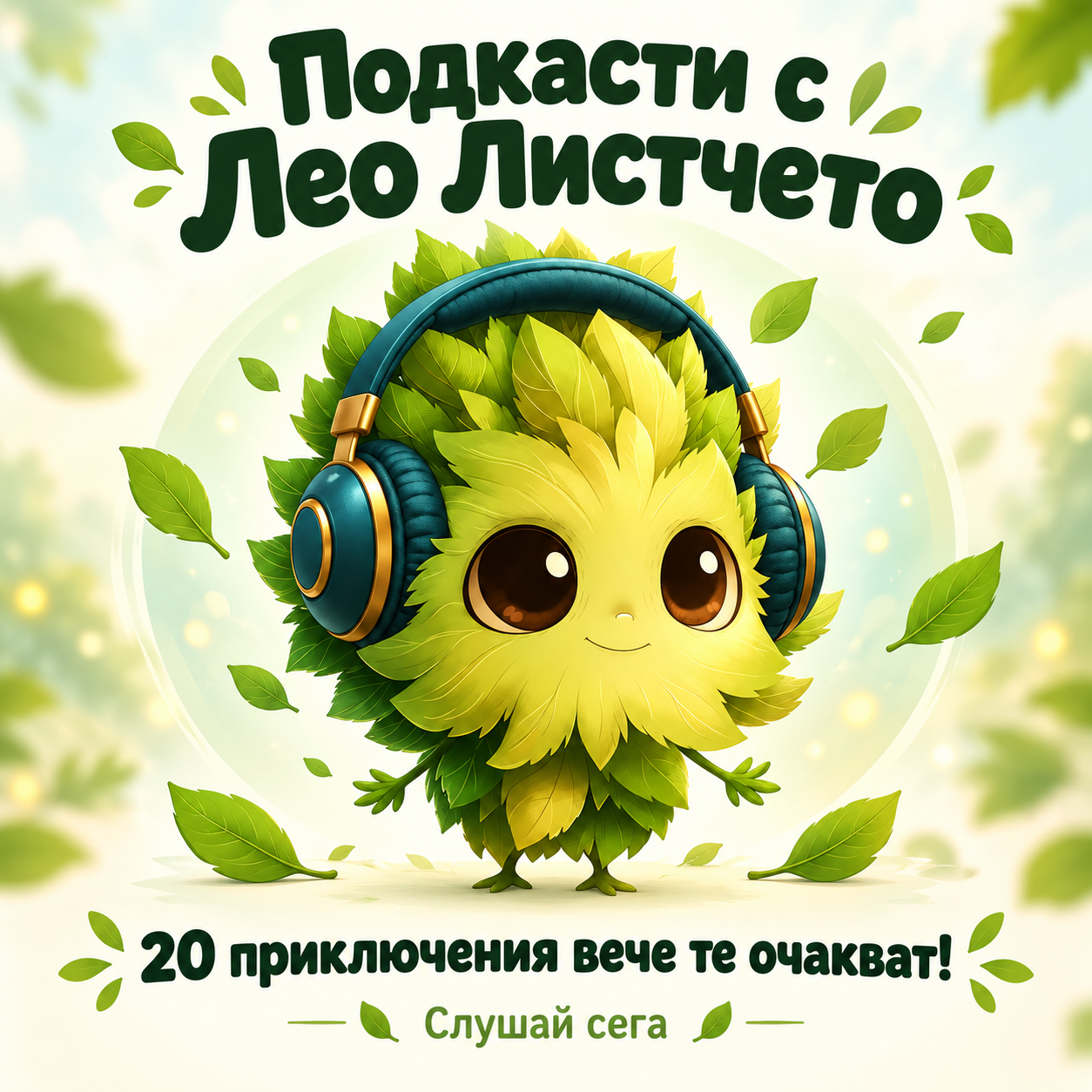 Лео Листчето слуша със слушалки